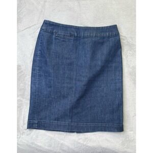Coldwater Creek Denim‎ Jean Skirt Blue Size P8 Pencil Dark Wash Knee Stretch